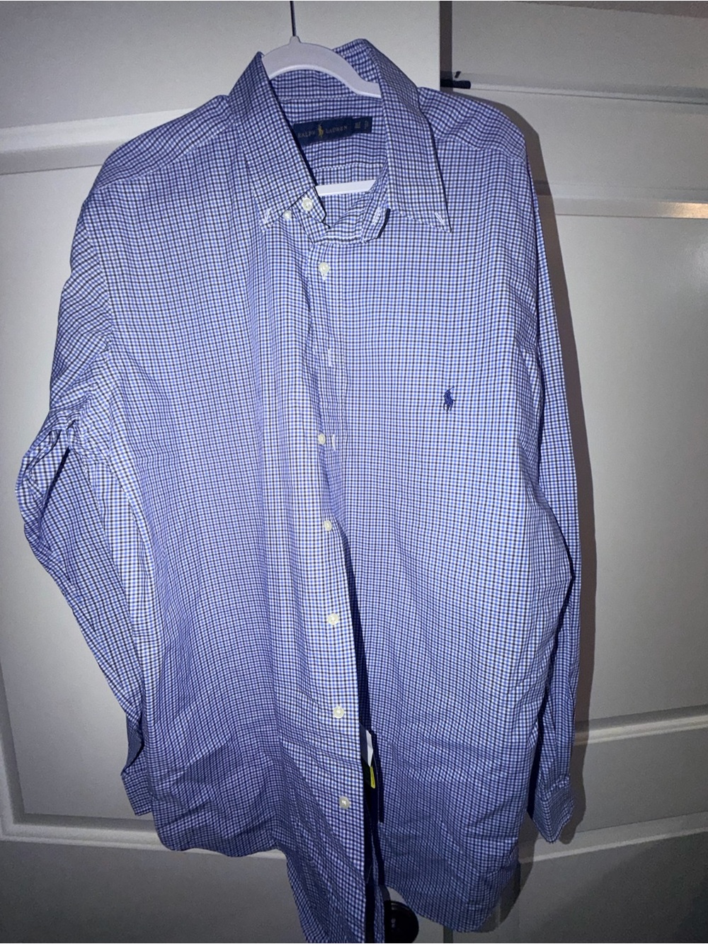 Ralph Lauren Blue Micro-Check Button-Up Dress Shirt